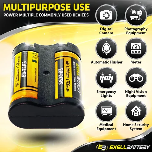 Vista 4 de Exell Battery 2CR5 245 6V Foto Litio Celda Reemplaza 2CR5 DL245 EL2CR5 2CR5M