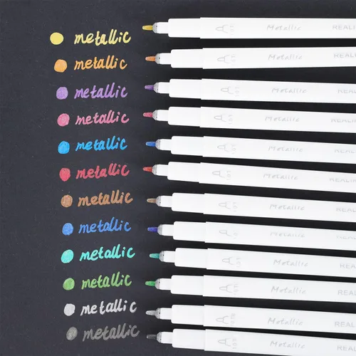 Vista 3 de REALIKE Bolígrafos metálicos compatibles con Cricut Joy/Xtra, juego de 12 rotuladores multicolor (punta de 1.0)