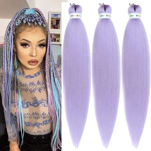 Vista 130 de Cabello trenzado para niños preestirado de 16 pulgadas, color negro para niños, trenzas sin nudos