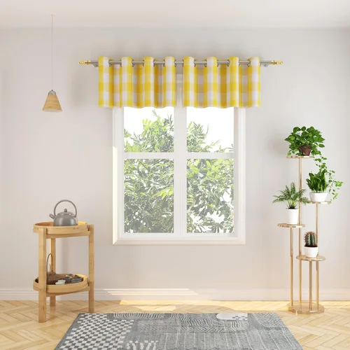 Vista 53 de Cortinas de 24 pulgadas de largo con diseño Buffalo Check Gingham Plaid para ventanas de cocina y baño, tratamiento para ventanas con 2 paneles