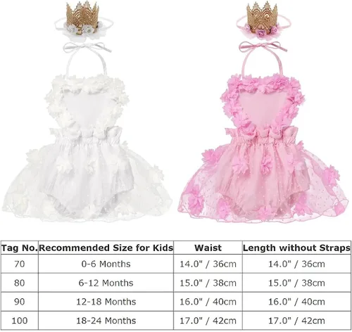 Vista 7 de ODASDO Conjunto de ropa de 2 piezas para bebé niña con encaje y diadema