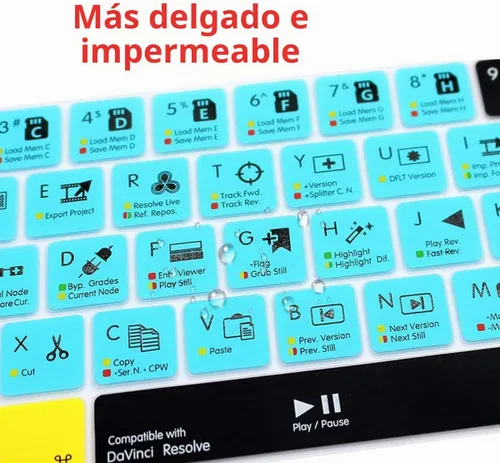 Vista 2 de Davinci Resolve Shortcuts - Funda de teclado para MacBook Pro 2016-2024 M1/M2 de 14 pulgadas y MacBook Pro de 16 pulgadas, MacBook Pro 13 15 Touch