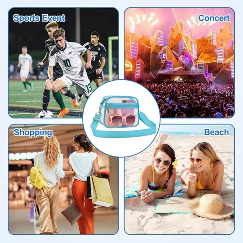 Vista 7 de COK Bolsa transparente para eventos de estadio, bolsas cruzadas para mujeres y hombres, bolso transparente para conciertos y festivales