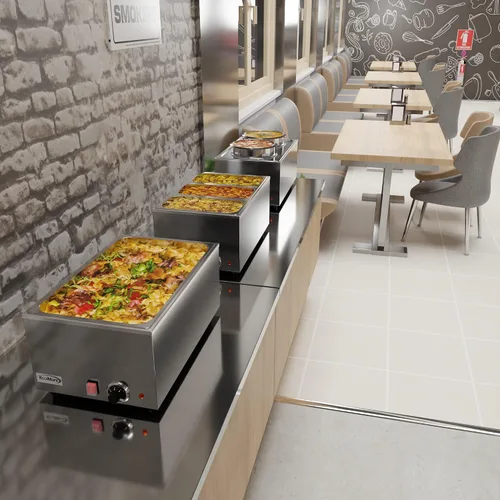 Vista 5 de KoolMore Calentador de alimentos comercial Bain Marie para encimera, estación de sopa y servidor de mesa de buffet con una sección de porción