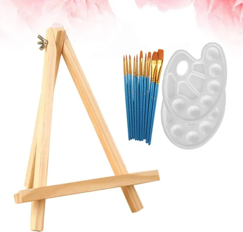 Vista 7 de SUPVOX 1 juego de 13 piezas de pintura acrílica para artistas, incluye 10 pinceles de pintura acrílica, 2 paletas y 1 mini caballete de mesa