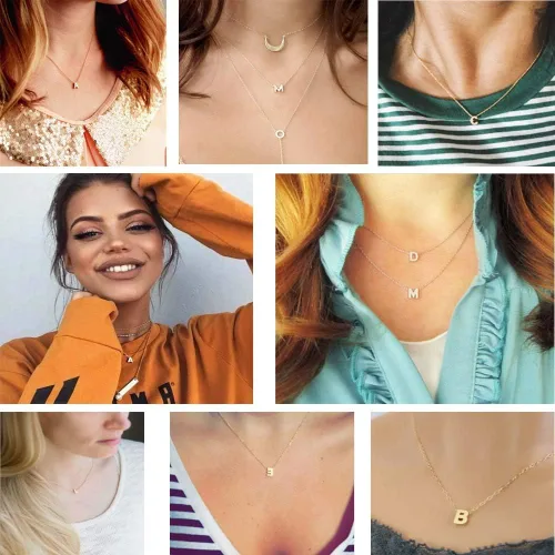 Vista 9 de ChicSilver - Collar de plata de ley 925 con inicial para mujeres y niñas, joyería de letras delicadas, para regalo personalizado (con caja de regalo)