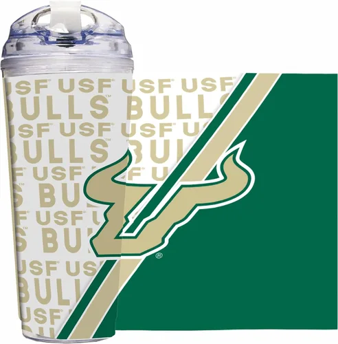 Vista 104 de Rico Industries Taza acrílica NCAA estándar de 24 onzas con tapa con bisagra, taza de doble pared oficialmente licenciada con pajita