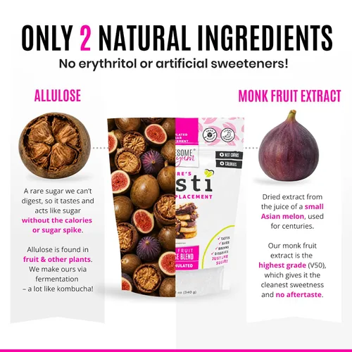 Vista 5 de Wholesome Yum Besti - Sustituto natural de azúcar, mezcla de edulcorante de fruta de monje granulada cetogénica con alulosa (sin eritritol), sin