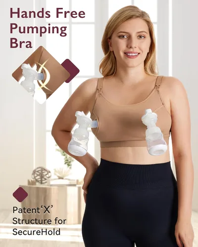 Vista 16 de Momcozy - Brasier para extracción de leche y lactancia, manos libres, ajustable, brasier todo en uno