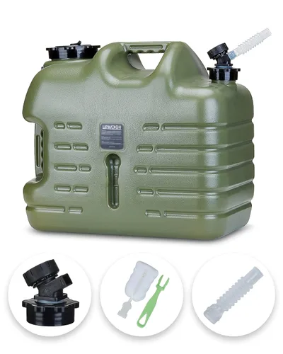 Vista 15 de UPWOIGH Jarra de agua a prueba de fugas de 3.5 galones con espita Verde bosque, talla inspirada en la naturaleza, diseño grueso sin BPA, uso