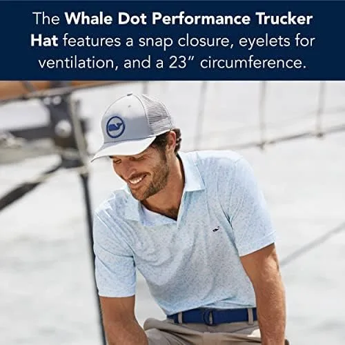 Vista 4 de vineyard vines Gorro de camionero Whale Dot Performance para hombre, azul (Blue Blazer)