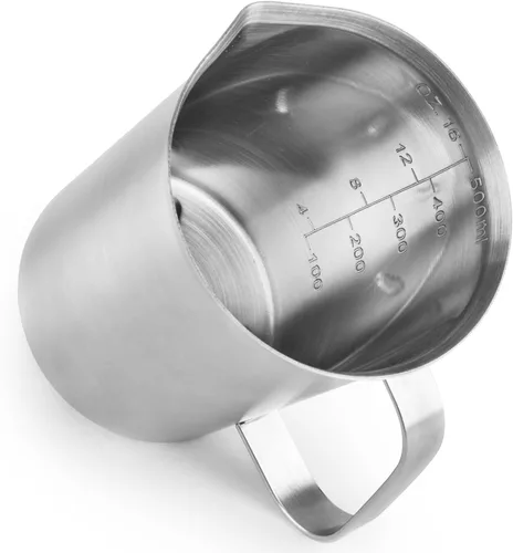 Vista 3 de CURTA Taza medidora de acero inoxidable 18/8 con mango y labio de vertido, 16 oz (2 tazas, 16.9 fl oz)