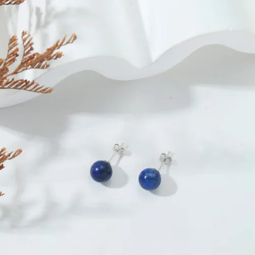 Vista 77 de Natural Stone Stud Earrings for Women 8mm Sterling Silver Genuine Gemstone Earrings Handmade Sterling Silver Crystal Stud Earrings for Women