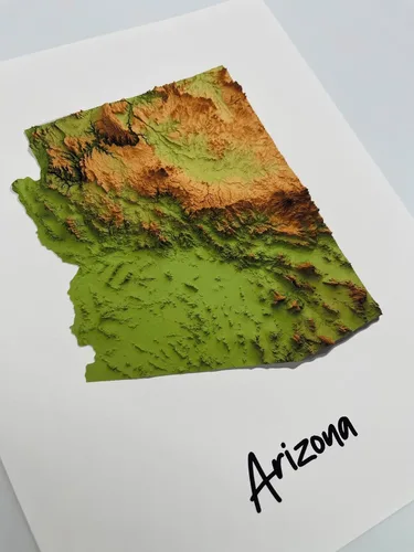Vista 4 de Susie Arts 8 x 10 sin enmarcar mapa del mundo de Islandia 3D Topografía Terreno Moderno Relieve Mapa Abstracto Arte Impresión Póster Decoración