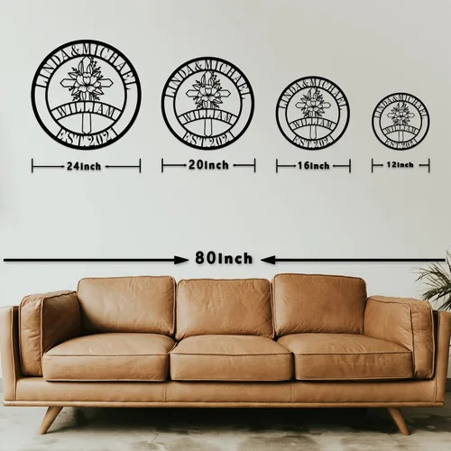 Vista 9 de Nombre de familia de cruz personalizado, letrero de apellido de metal personalizado, regalo de boda, arte de pared