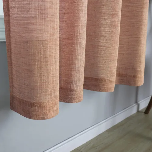 Vista 5 de Cortinas color naranja quemado de 84 pulgadas de largo para sala de estar, 2 paneles con ojales semitransparentes con textura de lino cálido