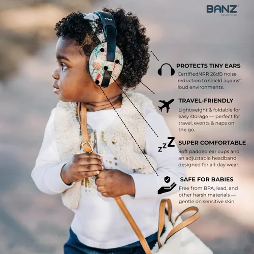 Vista 2 de BANZ Orejeras de protección auditiva infantil - Edades 0-2 años (morado oscuro)