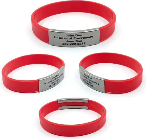 Vista 25 de Pulsera de identificación médica personalizada - Pulsera de seguridad para personas mayores grabada personalizada - Alerta de Alzheimer