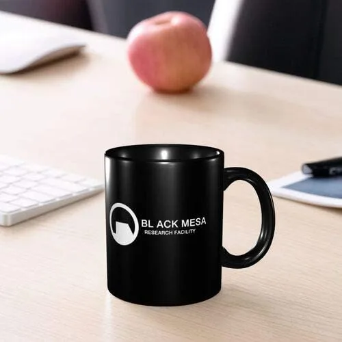 Vista 5 de ECKOI Taza de centro de investigación de mesa negra única, regalo para jugadores, regalo geek, regalo para juegos, válvula de portal de media vida
