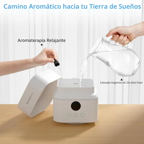 Vista 8 de Purificador de Aire y Humidificador Combo para Dormitorio, Cubre hasta 200 pies², Filtro H13 HEPA Verdadero, Tanque de Agua de 500ML, Difusor