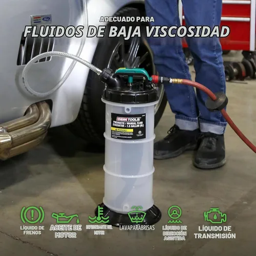 Vista 7 de OEMTOOLS 24937 Extractor de fluido neumático/manual, bomba extractora de aceite de 1.5 galones (6 litros), para refrigerante, transmisión y fluido