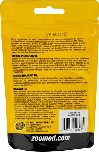 Vista 2 de Zoo Med Comida para geckos con cresta sabor a frutas tropicales, 2 oz
