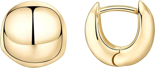 Vista 21 de PAVOI Aretes de aro gruesos chapados en oro de 14 quilates para mujer - Aretes pequeños de aro de oro con postes de plata de ley 925 - Joyería