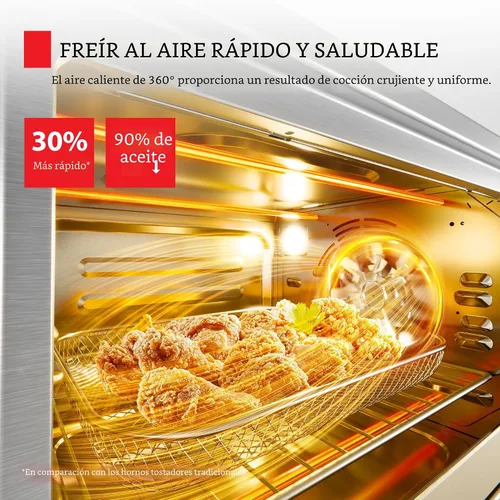 Vista 5 de TOSHIBA ChefFry - Combo de horno tostador y freidora de aire, gran capacidad de 26.4 cuartos de galón, horno tostador de encimera 12 en 1, acero