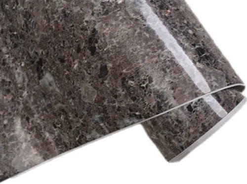 Vista 3 de Vinilo autoadhesivo para encimera con aspecto de granito marrón, película brillante de mármol (24 x 79 pulgadas)