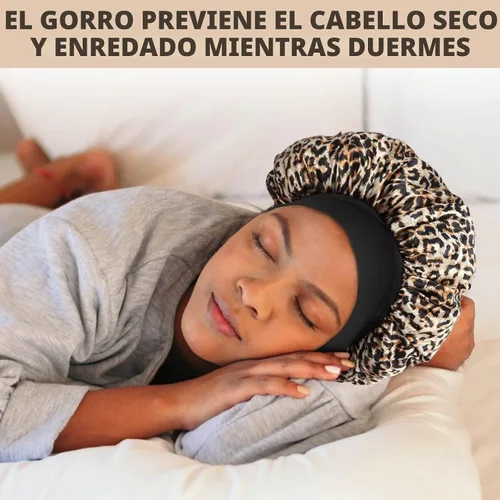 Vista 4 de ZHENSILK 2 piezas de gorro de satén para dormir, gorros de seda para el cabello, gorro de dormir de seda con banda elástica suave, envoltura