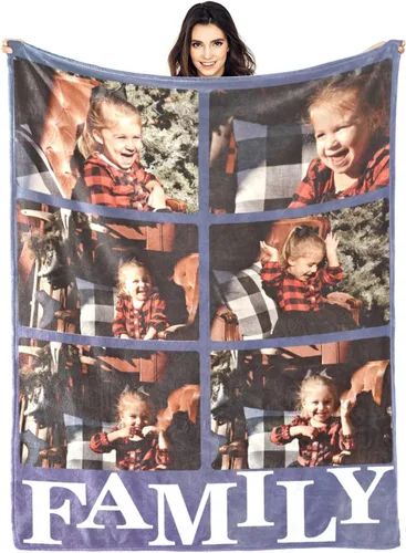 Vista 18 de Manta personalizada con fotos, manta personalizada con fotos para parejas, papá, mamá, niños, perros, amigos, cumpleaños, boda, Navidad, Año Nuevo