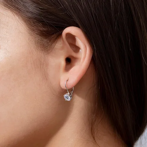 Vista 3 de Tienda Collection Platinum-Plated Sterling Silver Infinite Elements Zirconia Leverback Earrings