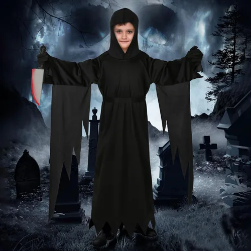 Vista 7 de Vermeyen Disfraz de grito aterrador para niños, máscara facial de fantasma, disfraz de Halloween o cosplay