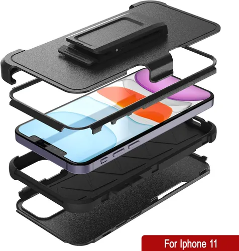 Vista 4 de Punkcase Funda para iPhone 11 con clip para cinturón [Serie Patrón] 4-1, resistente y protectora multicapa con soporte integrado para iPhone 11