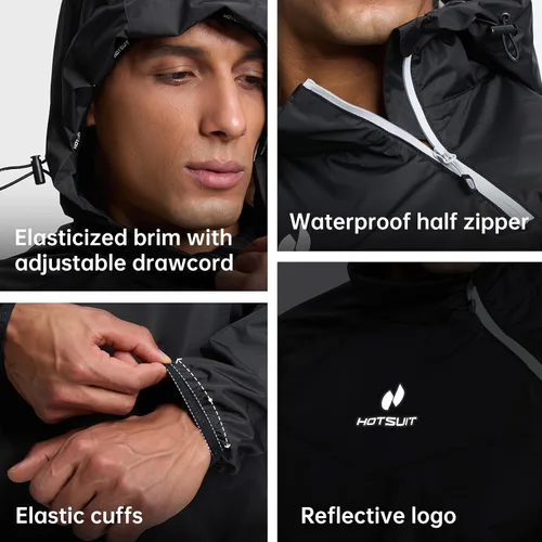 Vista 5 de HOTSUIT Traje de sauna para hombre, chaqueta de sauna, pantalón, gimnasio, entrenamiento, trajes de sudor