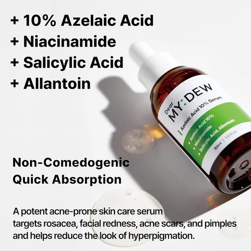 Vista 2 de DearMYDEW Suero de ácido azelaico 10% con niacinamida, ácido salicílico, alantoína, tratamiento de rosácea para aliviar el enrojecimiento facial
