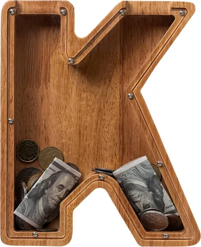 Vista 90 de Alcancía para niños y niñas, alcancía de madera con letra grande del alfabeto con inicial A, banco de monedas, regalos divertidos para cumpleaños