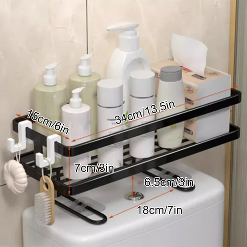 Vista 6 de JHDXL Almacenamiento sobre el inodoro, organizador de baño de 1 nivel sobre el inodoro, estante de almacenamiento, organizador de baño