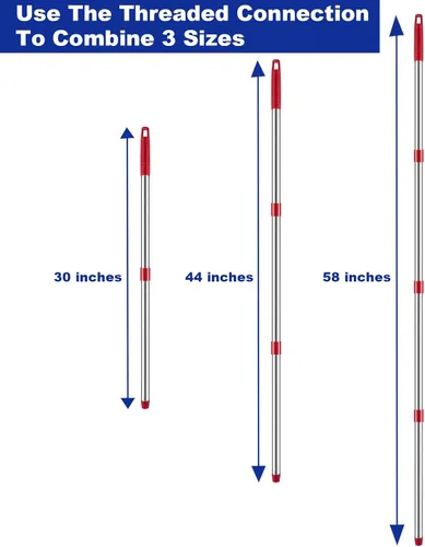 Vista 3 de Mango de repuesto para trapeador giratorio compatible con la base de cabezal de repuesto O Cedar Mop de 4 secciones de 2.5 a 5 pies, tornillo alemán