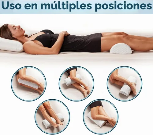 Vista 5 de ComfiLife Almohada de rodilla para dormir boca arriba – Almohada cilíndrica 100% de espuma viscoelástica para piernas – Almohada debajo