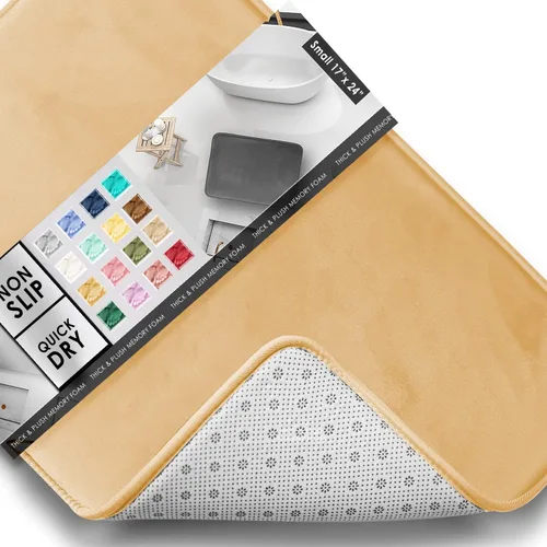 Vista 106 de Clara Clark tapete para baño, regadera o tina, de gomaespuma, negro, antiderrapante Camel Oro