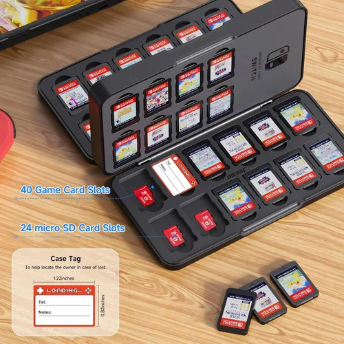 Vista 4 de JINGDU 40-Slot Traceable Switch Game Case Compatible with Nintendo Switch Games, Holds 40 Switch Game Cards and 24 Micro SD Cards, with Hidden