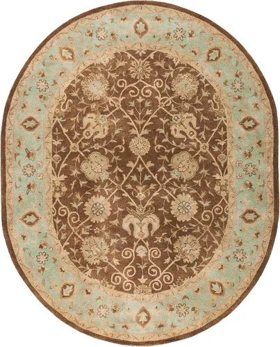 Vista 27 de SAFAVIEH Colección Antigüedades - Alfombra de 6' redonda, marrón y verde, hecha a mano, diseño oriental tradicional de lana, ideal para áreas