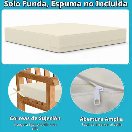 Vista 3 de COSHNIBI Fundas para Cojines de Patio 24'' X 22'' X 4'', Impermeables y Resistentes a la Decoloración, Funda de Cojín para Exteriores de Repuesto