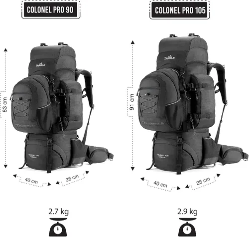 Vista 5 de Tripole Colonel Pro - Mochila con marco de metal, apertura frontal, bolsa desmontable, Negro