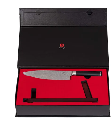 Vista 9 de Deco Chef Cuchillo de chef profesional de acero de Damasco de alto carbono de 8 pulgadas, 67 capas AUS-10, calidad japonesa afilada con mango