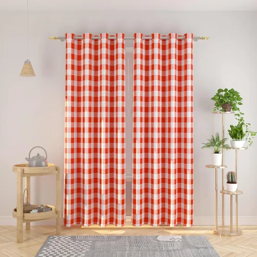 Vista 97 de Cortinas de 24 pulgadas de largo con diseño Buffalo Check Gingham Plaid para ventanas de cocina y baño, tratamiento para ventanas con 2 paneles