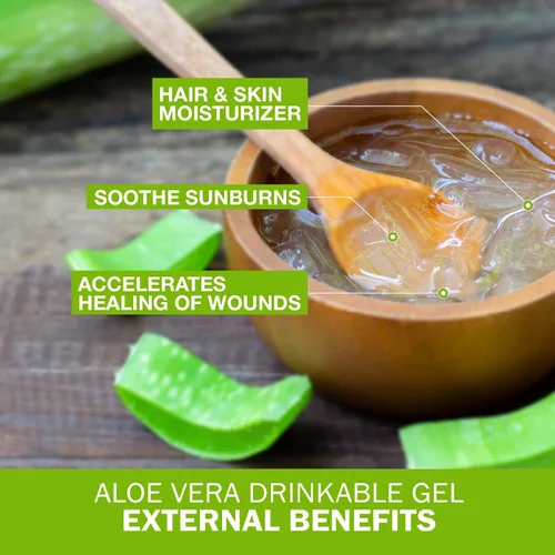 Vista 5 de Land Art Pure Aloe Vera - Gel Bebible con Sabor a Naranja y Mandarina - Filete Interior Procesado en Frío - de Hojas Frescas Orgánicas de Texas