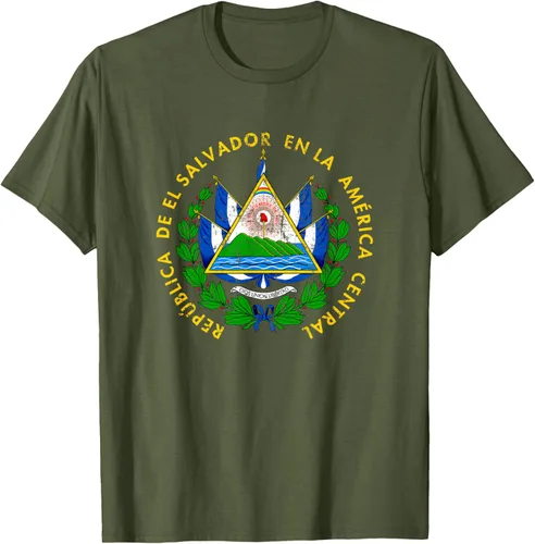 Vista 53 de Escudo de armas de El Salvador Salvadoran Distressed Design T-Shirt