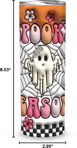Vista 6 de Vaso de Halloween de regalo para mujeres, hombres y adultos, vaso de Halloween de burbujas espeluznantes de 20 onzas con tapa, vaso inflable